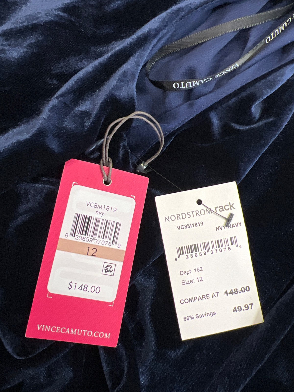 Vince Camuto Women’s Blue Velour Sleeveless Midi Shift Dress - 12