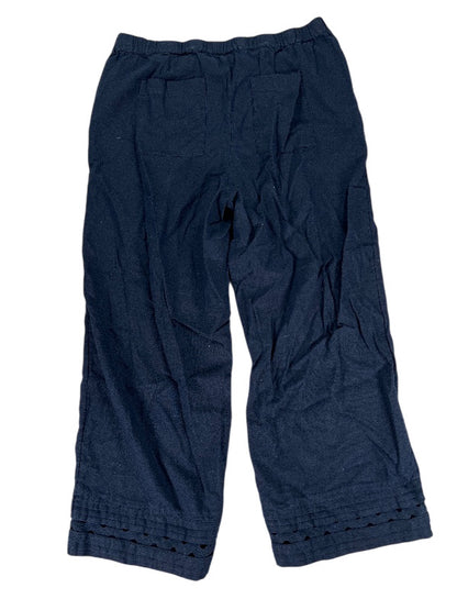 J.Jill Women's Navy Blue Loose Fit Linen Pull On Pants - S