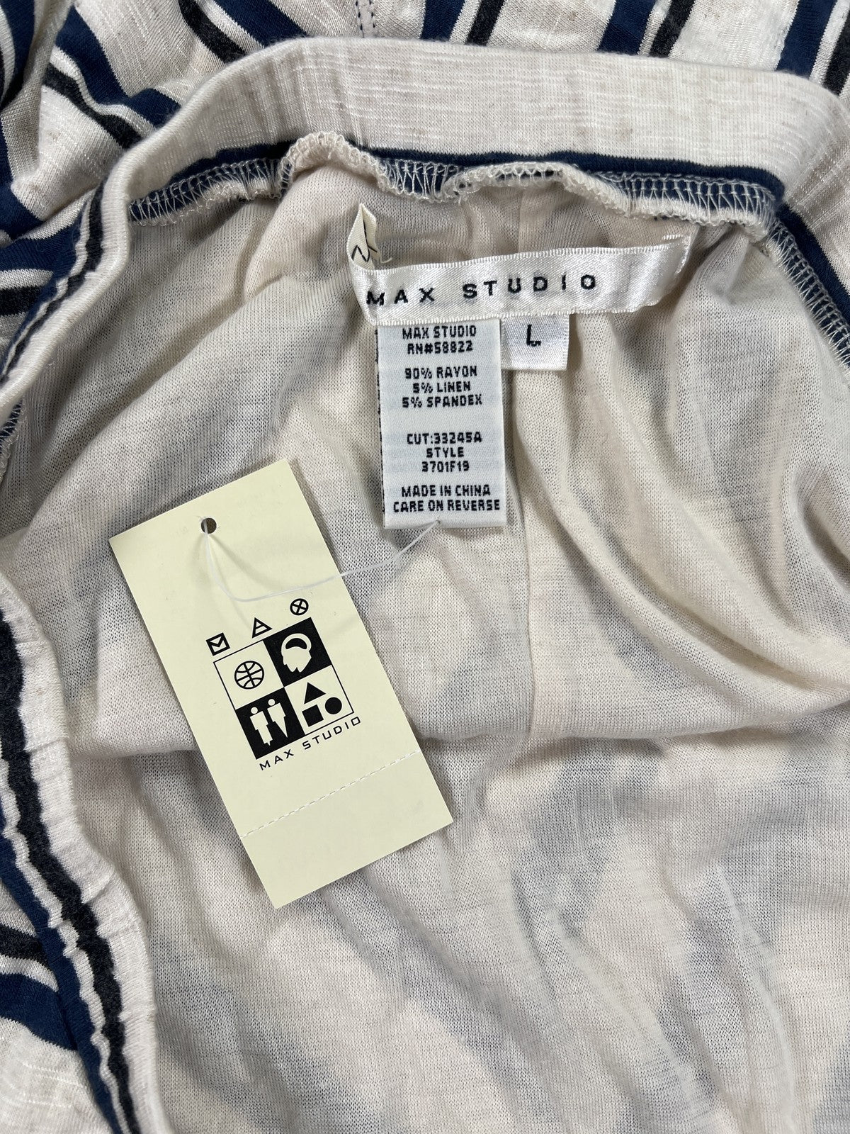 NEW Max Studio Women’s Beige/Blue Striped Lined Maxi Skirt - L