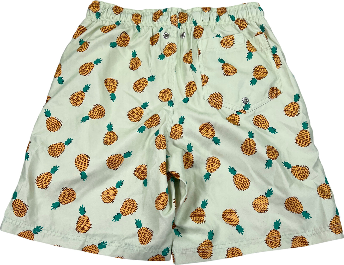 Lands End Men’s Yellow/Green Pineapple Mesh Lined Swim Trunks - S