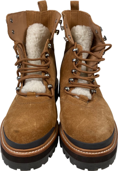 Marc Fisher Women’s Beige Genuine Suede Sherpa Accent Boots - 8 M