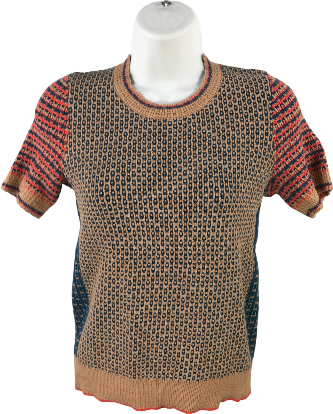 By Anthropologie Women’s Brown Short Sleeve Knit Sweater - XS