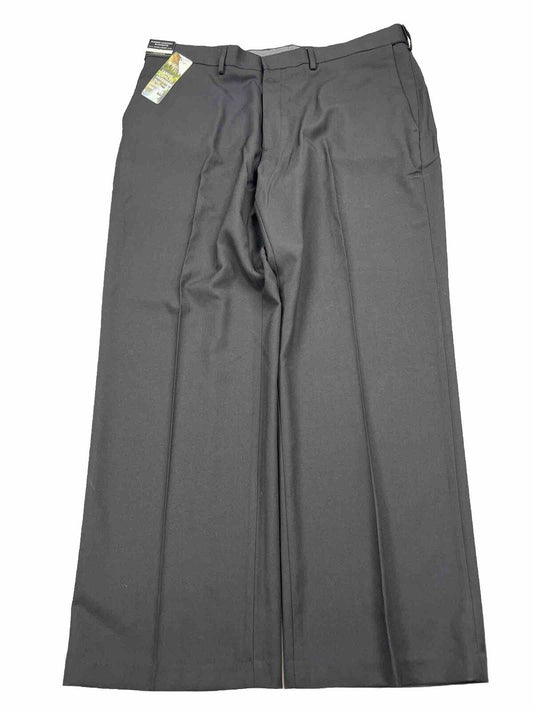 NEW Haggar Men's Black Classic Fit Flat Front Dress Pants - 40x30