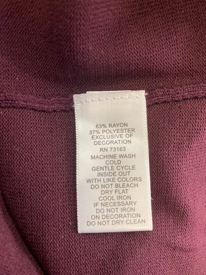 Cable and Gauge Women’s Burgundy/Purple Rhinestone Short Sleeve Knit Shirt - XL