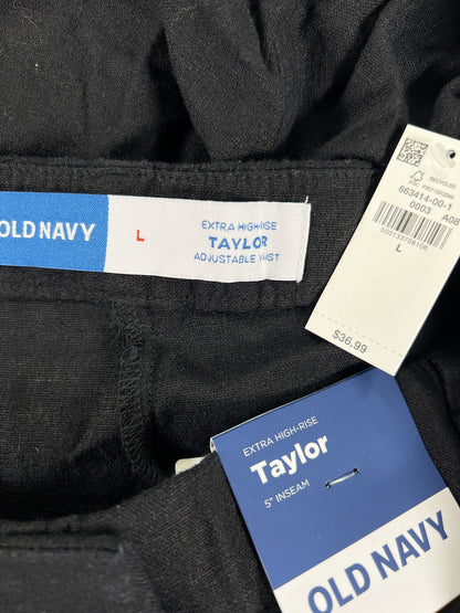 Old Navy Women’s Black Linen Taylor Adjustable Waist 5&quot; Shorts - L