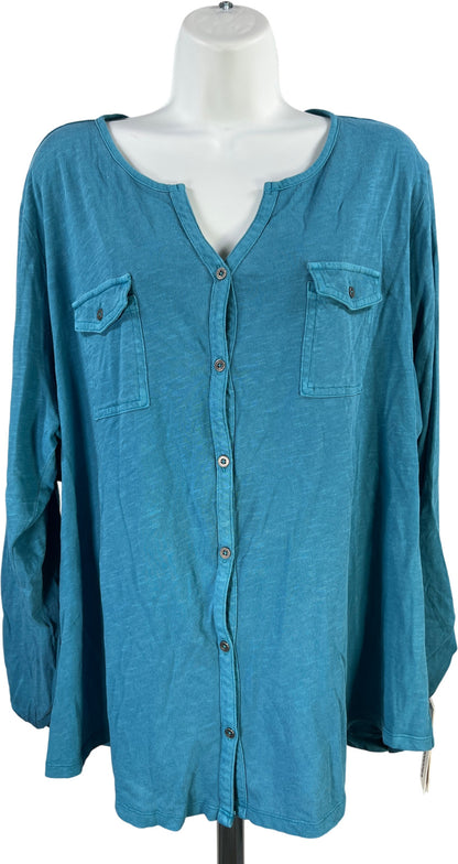 Sonoma Women’s Blue Long Sleeve Button Up Casual Shirt - Plus 1X