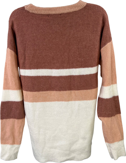 Staccato Women’s Pink Colorblock Striped Long Sleeve Sweater - S