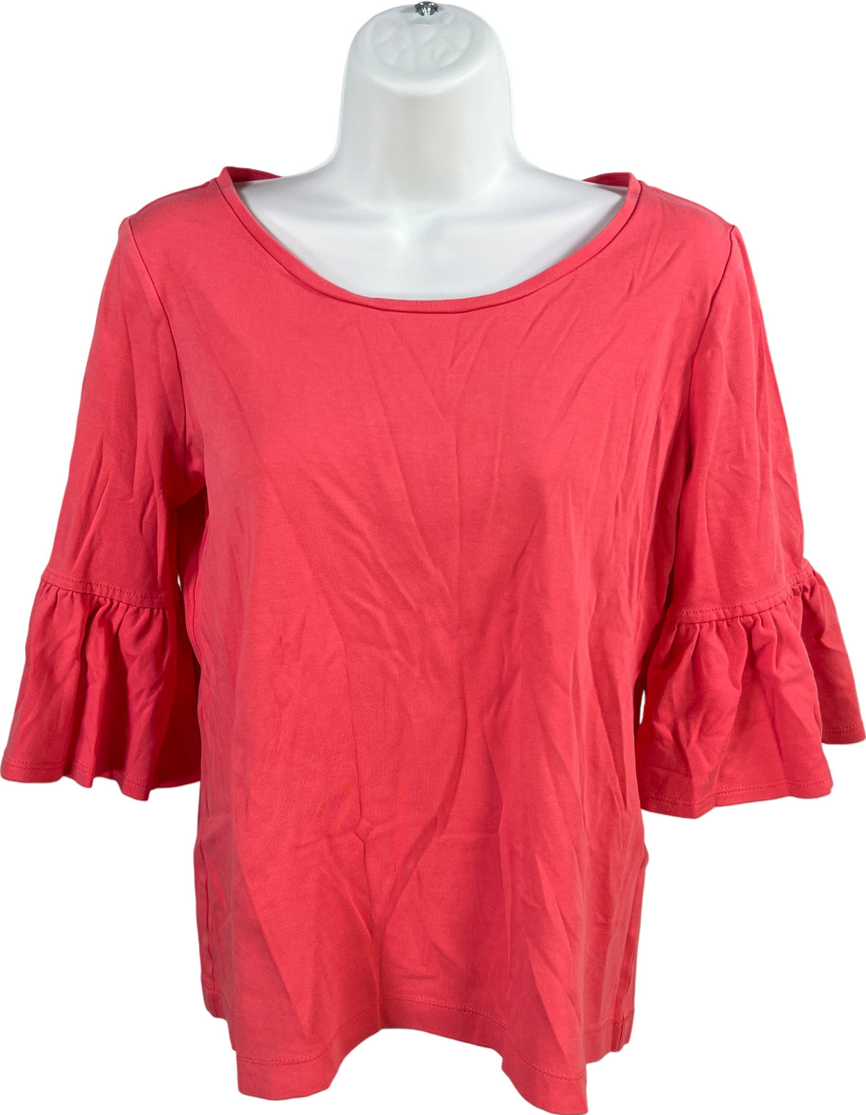 Chico’s Women’s Pink 1/2 Flounce Sleeve Crewneck Shirt - 0/US S