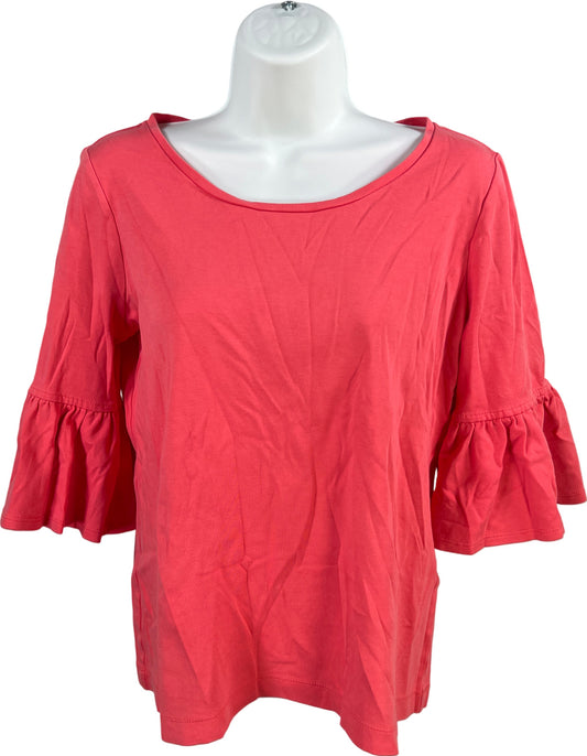 Chico’s Women’s Pink 1/2 Flounce Sleeve Crewneck Shirt - 0/US S