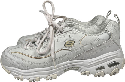 Skechers Women’s White D’Lites Leather Lace Up Walking Sneakers - 7