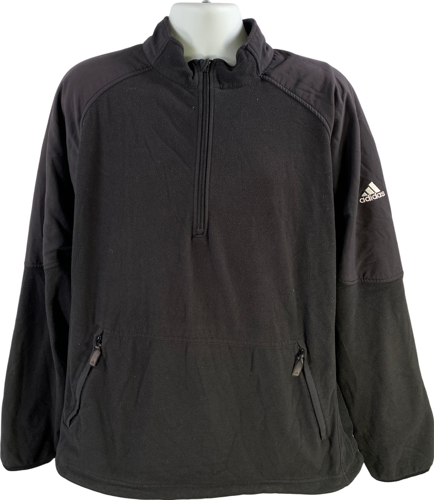 Adidas Men’s Black Long Sleeve 1/4 Zip Pullover Fleece Golf Jacket - XL