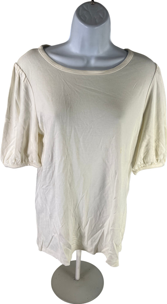 NEW Ann Taylor Women’s Ivory White Short Puff Sleeve T-Shirt - M