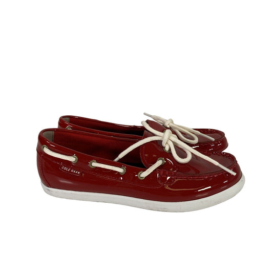 Cole Haan Women's Red Patent Leather Causal Boat Shoes - 6.5