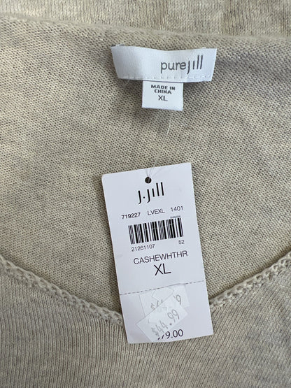 Pure J.Jill Women’s Ivory Long Sleeve Thin Knit V-Neck Sweater - XL