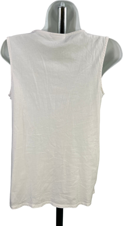 J.Jill Women’s White/Blue Embroidered Sleeveless V-Neck Tank Top - XS