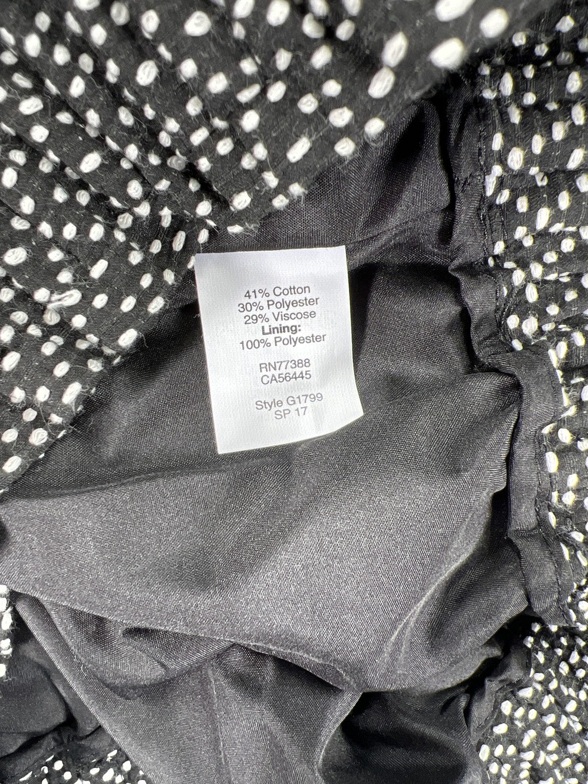 NEW J.Crew Women’s Black/White Dot Jacquard Pull On Straight Skirt - 6