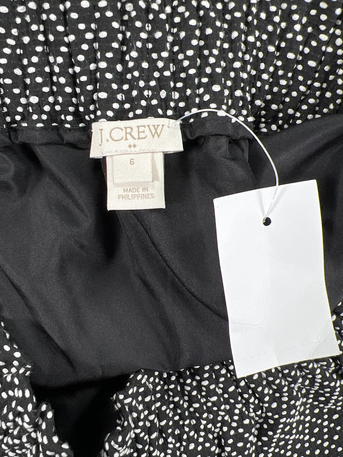 NEW J.Crew Women’s Black/White Dot Jacquard Pull On Straight Skirt - 6