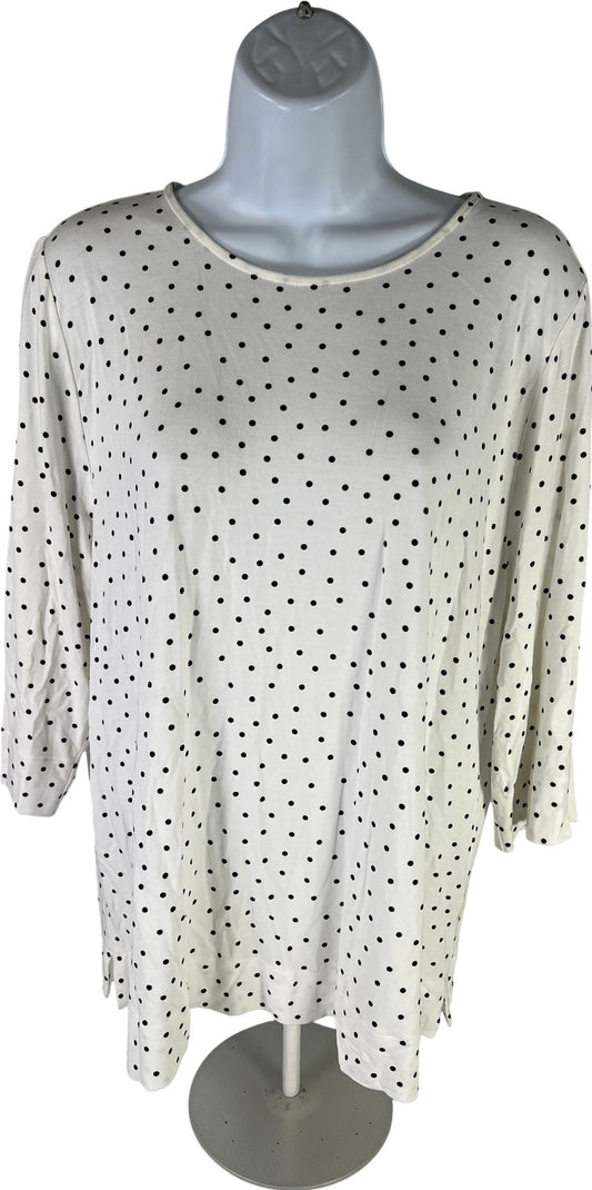 J.Jill Wearever Collection Women’s White Polkadot 1/2 Sleeve T-Shirt - L