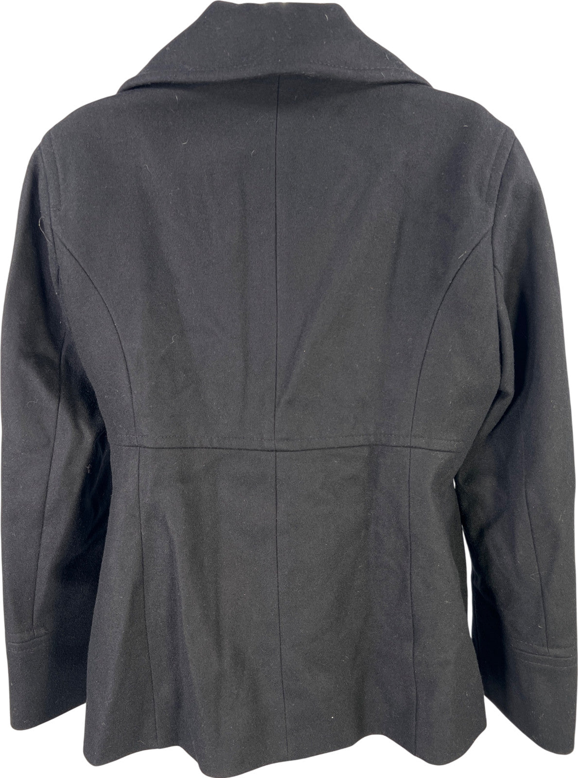 Michael Kors Women’s Black Wool Blend Button Up Pea Coat - M