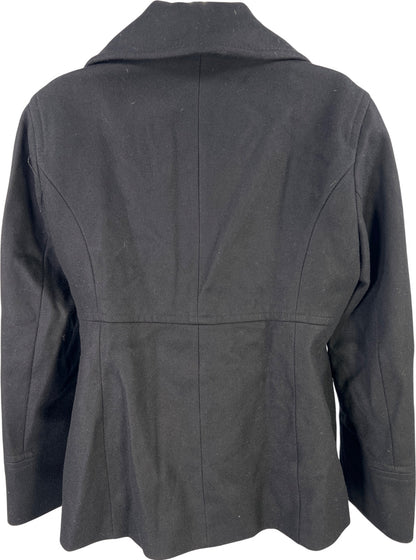 Michael Kors Women’s Black Wool Blend Button Up Pea Coat - M