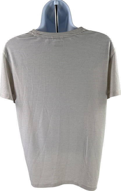 Merrell Women’s Ivory/Gray Striped Short Sleeve Athletic Shirt - S