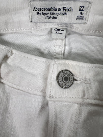 Abercrombie and Fitch Women’s White Super Skinny Ankle Jeans - 27/4