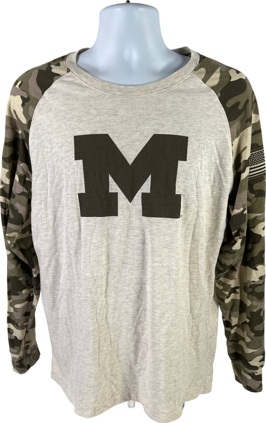 Colosseum Men’s Beige Camouflage U of M Michigan Long Sleeve Shirt - L
