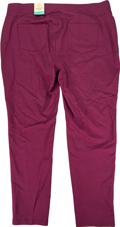 St. Johns Bay Women’s Burgundy Ruby Pull On Skinny Leg Leggings - Plus 2X