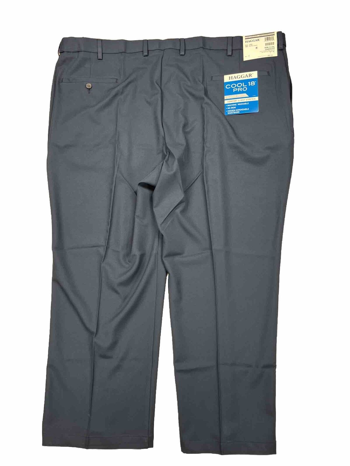NEW Haggar Men's Navy Blue Cool 18 Pro Classic Fit Dress Pants - 50x29