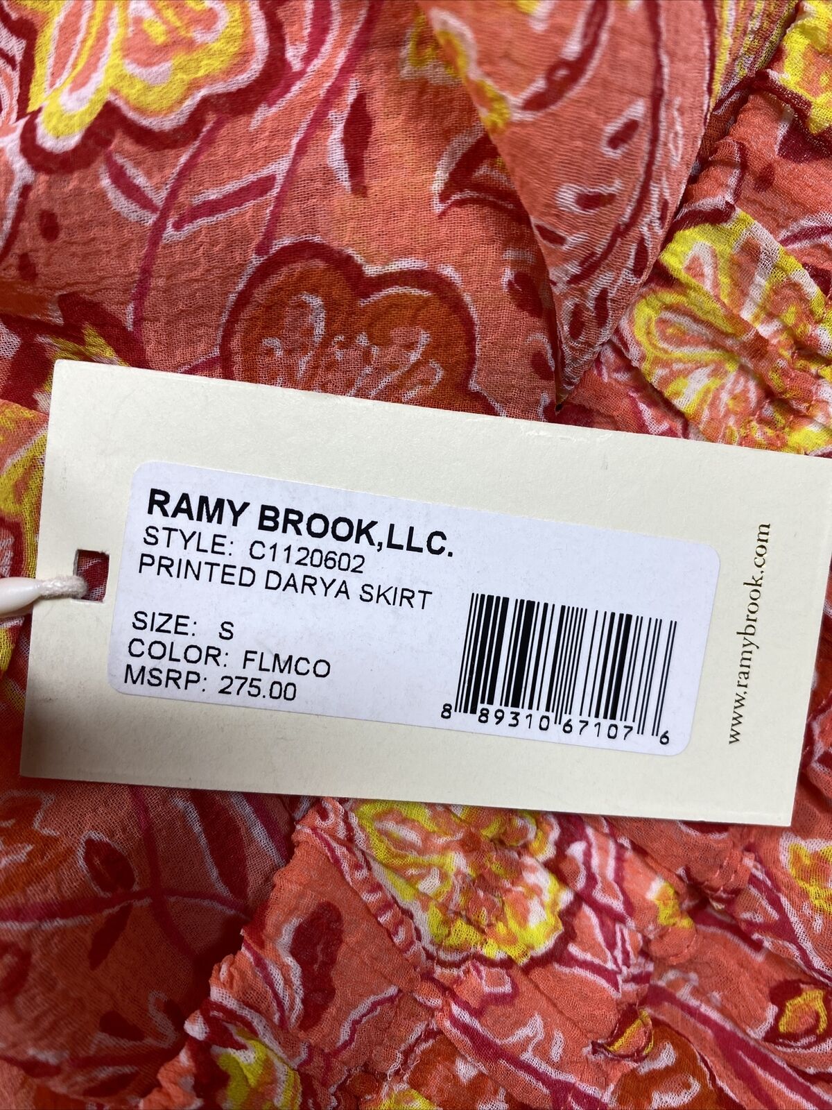 NEW Ramy Brook Women's Pink/Orange Sheer Slit Floral Darya Maxi Skirt - S