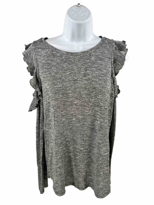 Lucky Brand Women's Gray Cold Shoulder Knit Top - M