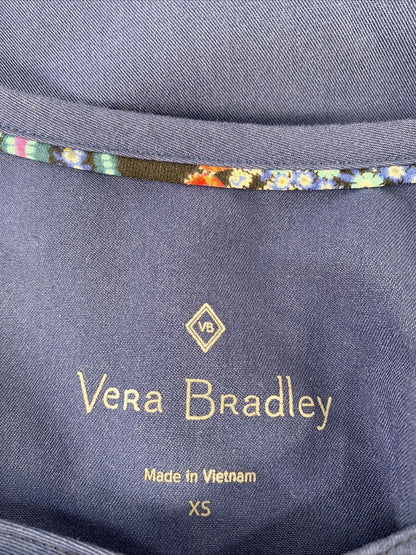 Vera Bradley Women's Navy Blue V-Neck Scrub Top Shirt - XS