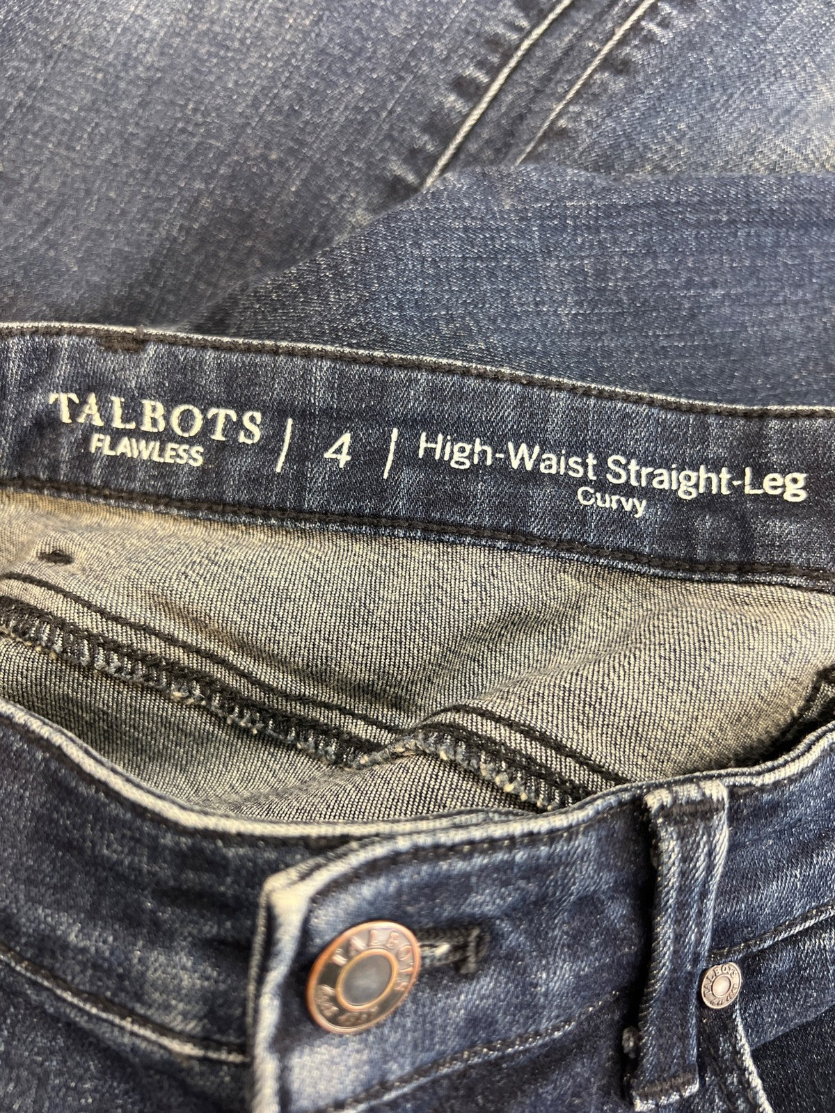 Talbots Women’s Dark Wash High Waist Straight Leg Curvy Jeans - 4