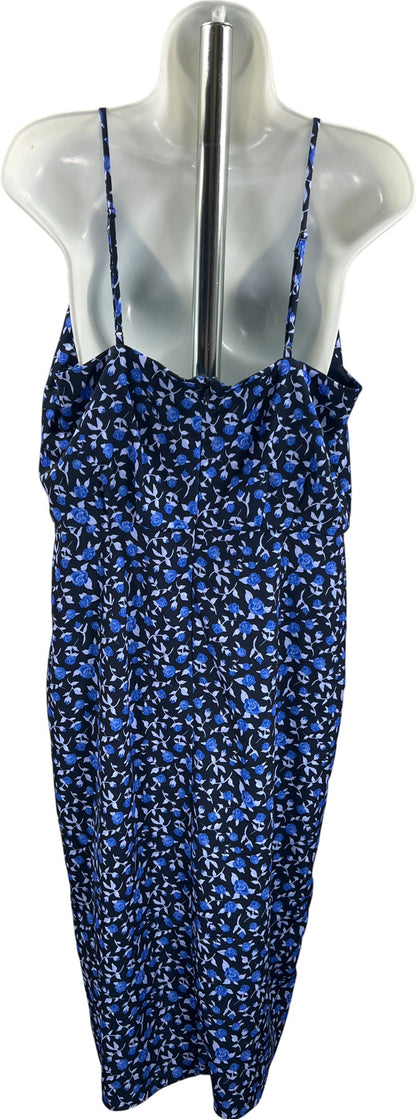 NEW Chelsea 28 Women’s Blue Floral Rosebud Faux Wrap Sleeveless Dress - L