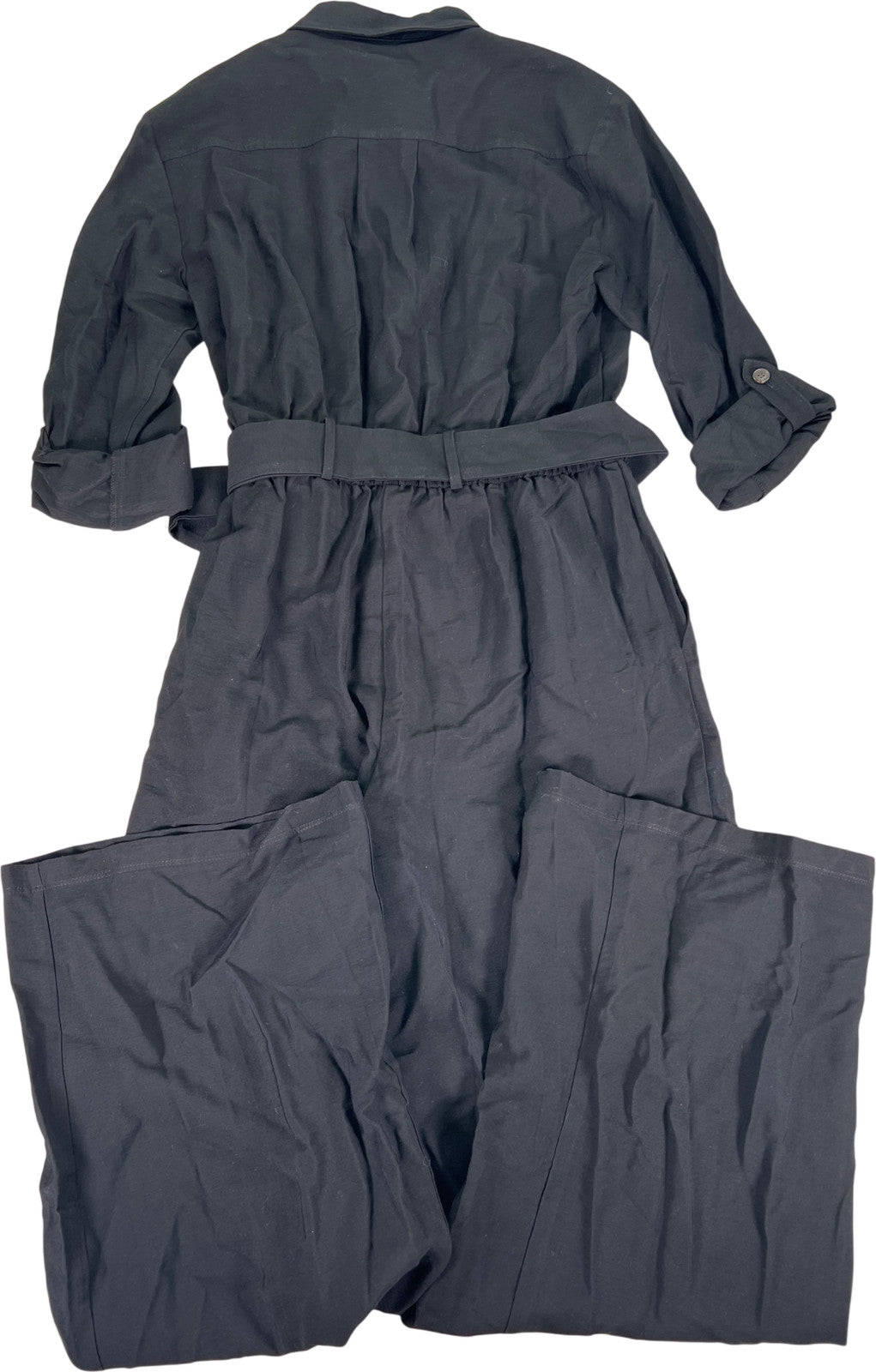 LOFT Women’s Black Long Sleeve Belted Slim Leg Jumpsuit - 4