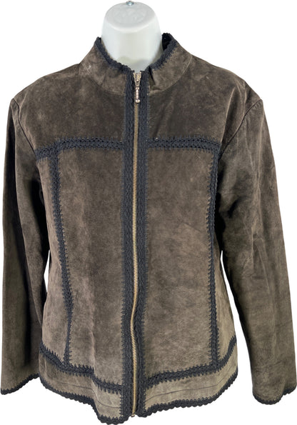 Cabela’s Women’s Dark Gray/Black Suede Crochet Accent Full Zip Jacket - M