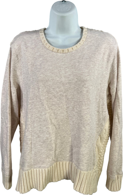 Athleta Women’s Light Pink/Ivory Cable Knit Madera Sweater Sweatshirt - M