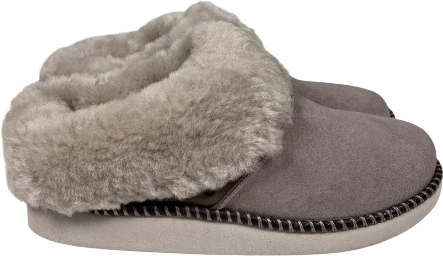 Olukai Women’s Mist Gray Fog Suede KUI Shearling Trim Slippers - 5