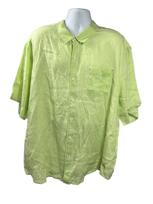 Tommy Bahama Men's Green Linen Short Sleeve Button Up Shirt - Big 3XB