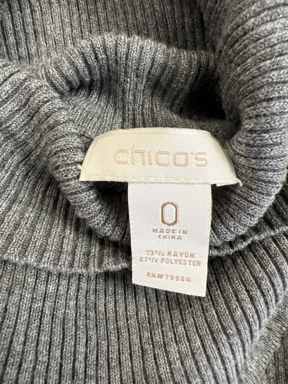 Chico’s Women’s Gray Ribbed Long Sleeve Mock Neck Sweater - 0/US S