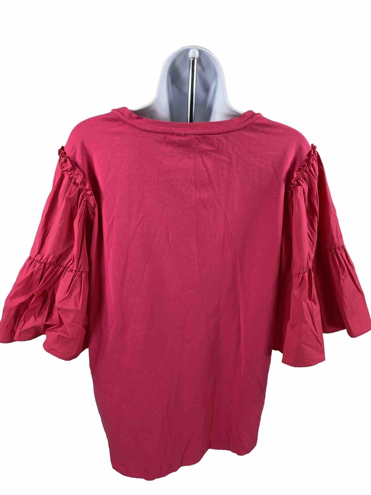 Chicos Women's Pink Knit 1/2 Tiered Sleeve Blouse - 1/M
