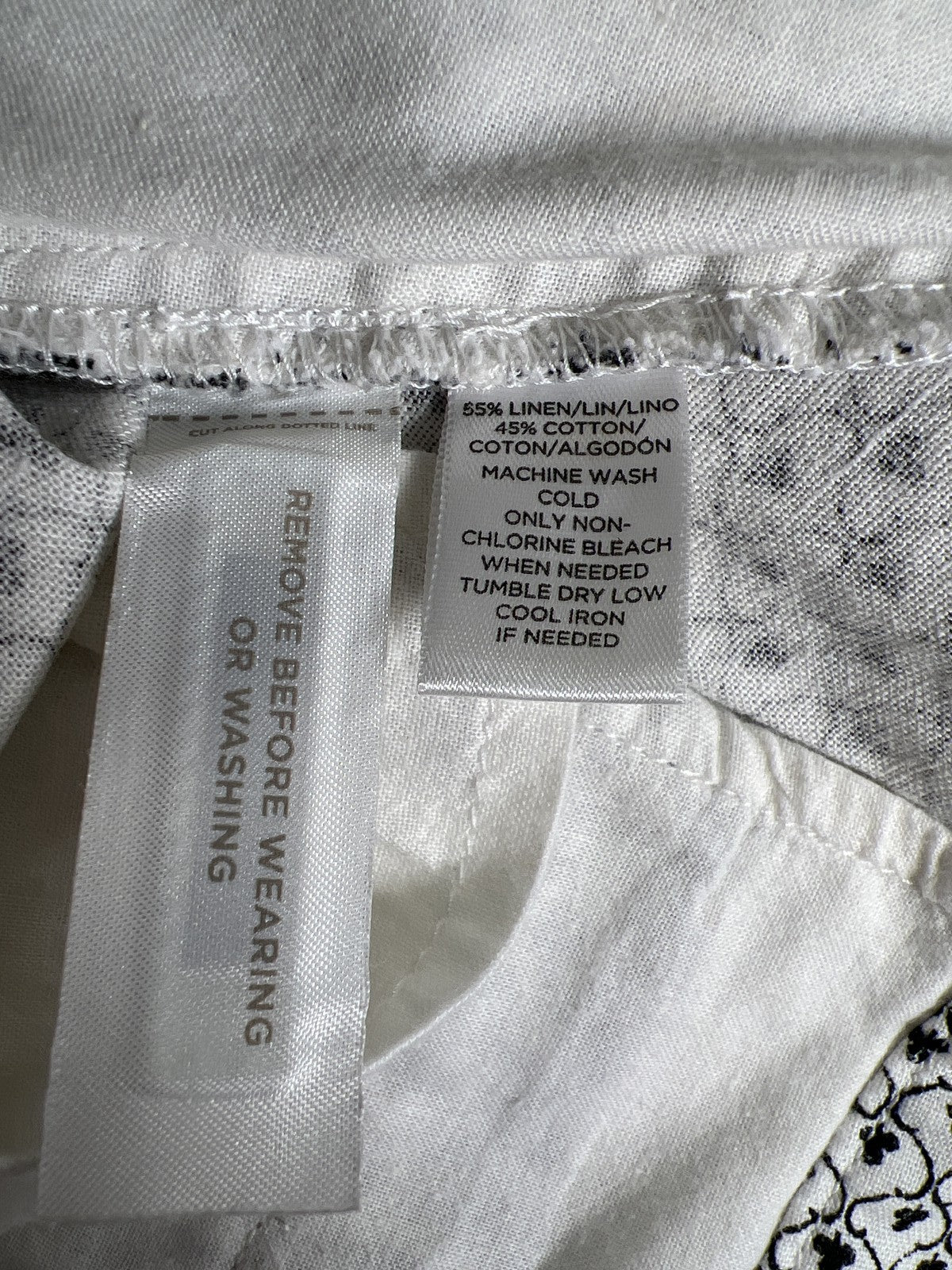 LOFT Women’s White/Black Clover Print Linen Shorts - 10