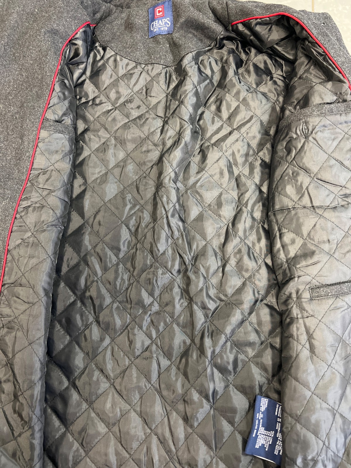 Chaps Men’s Dark Gray/Black Wool Blend Button Up Jacket - S