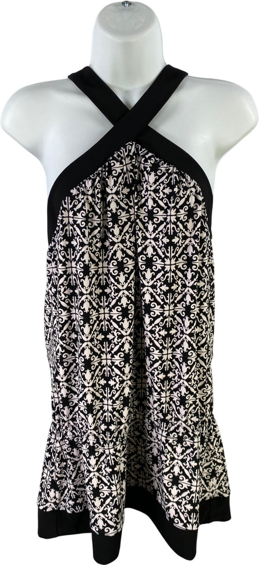 White House Black Market Women’s Black/White Sleeveless Blouse - M