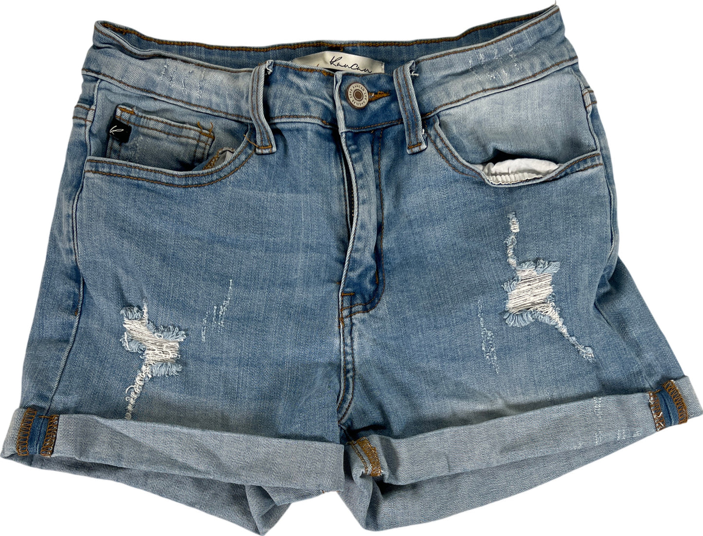 Kancan Women’s Light Wash Distressed Denim Jean Shorts - 26/5