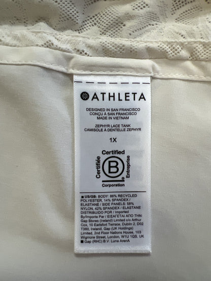 Athleta Women’s Ivory Lace Trim Sleeveless Tank Top - 1X Plus