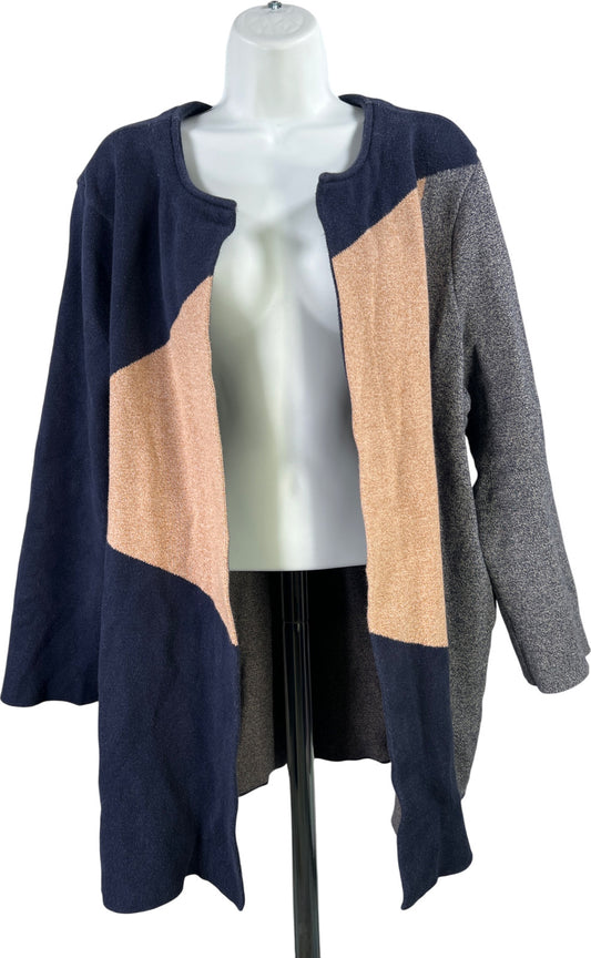 Chico’s Women’s Blue/Beige Open Front Long Sleeve Cardigan Sweater - 3/US XL