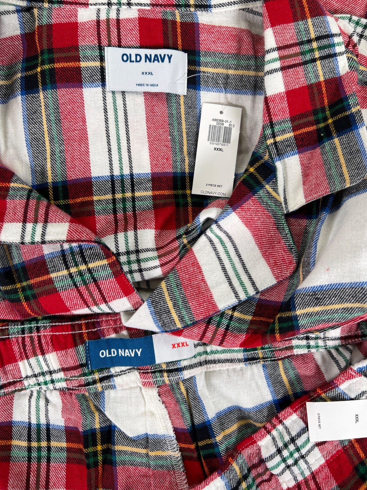 Old Navy Men’s Red Flannel Holiday Button Up Shirt Pajama Set - XXXL