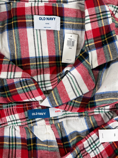 Old Navy Men’s Red Flannel Holiday Button Up Shirt Pajama Set - XXXL