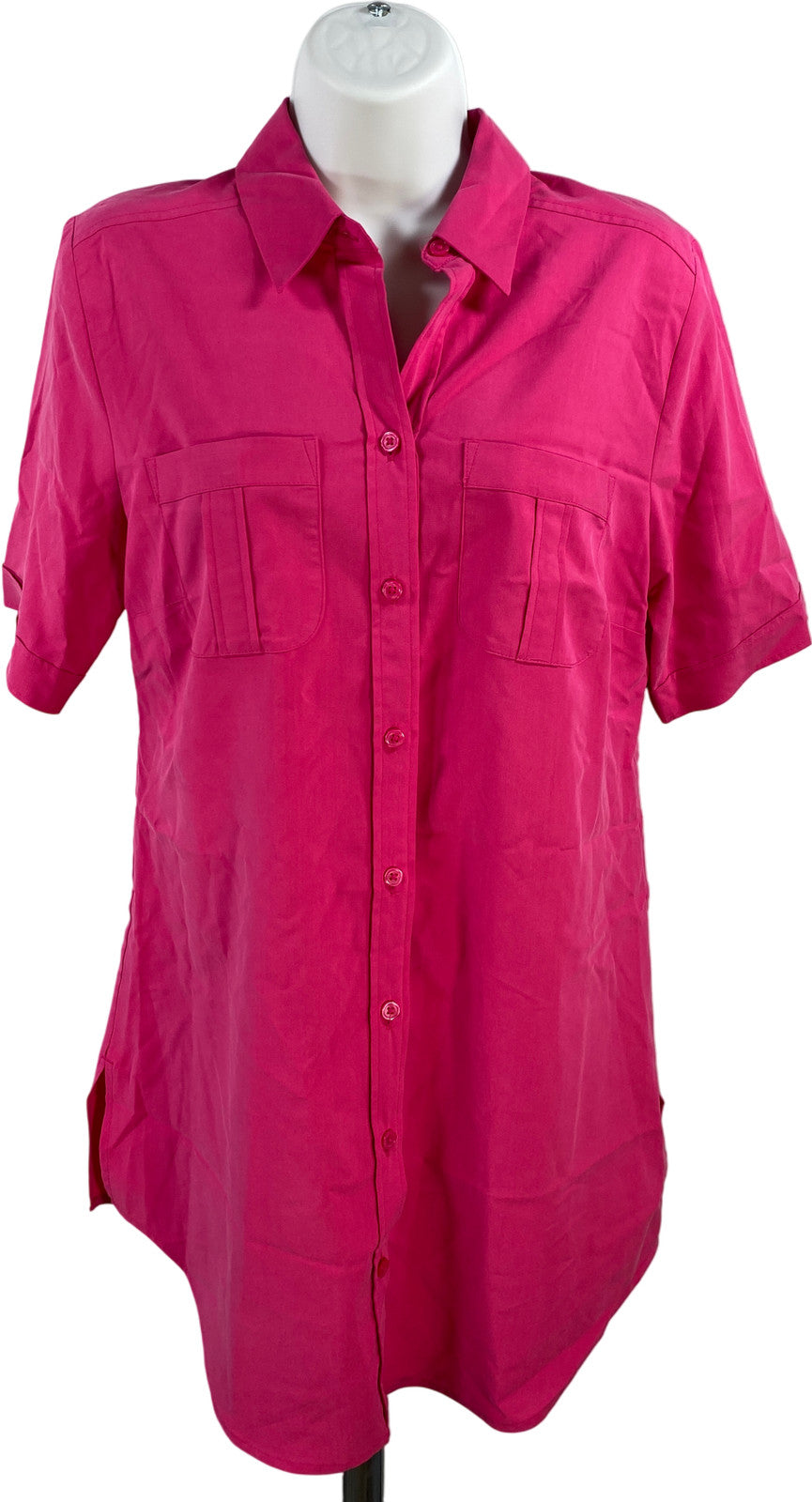 Chico’s Women’s Pink Short Sleeve Tunic Button Up Shirt - 0/US S
